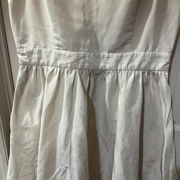 Vintage Satiny Champagne Mini Party Dress Sleeveless Fit & Flare Neutral Holiday - Picture 3 of 9